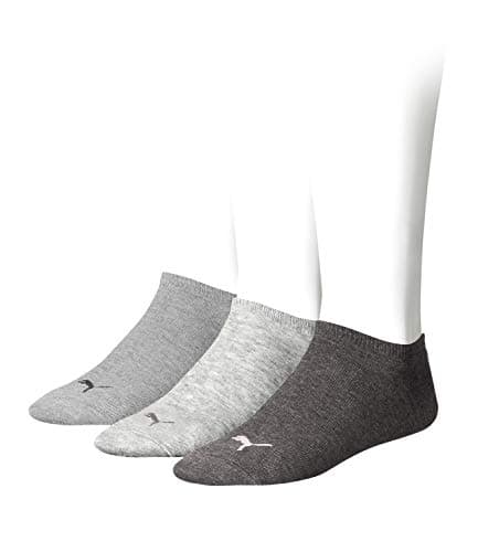Image of PUMA 261080001 UK 2.5-5 Unisex Sneaker Socks (3 Pair Pack) Anthrci/L Mel Grey/M Mel Grey