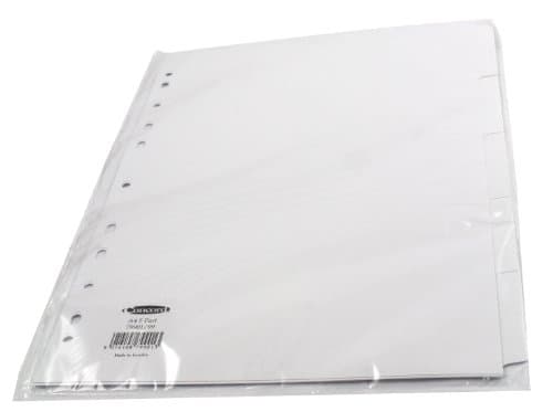 Image of Concord Subject Dividers 230 Micron Punched 11 Holes 5-Part A4 White Ref 79901/99