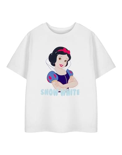 Image of Disney Princess Snow White Girls Short-Sleeved Graphic Tee | White T-Shirt for Kids Snow White Character Shirt | Childrens Short-Sleeve Apparel | Princess Movie Merchandise Gift
