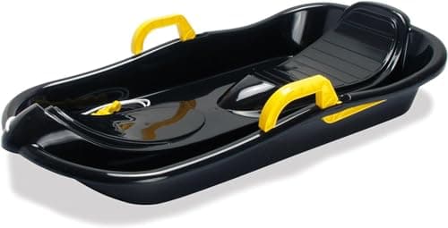 Image of Dantoy Kids Sledge With Brakes, Toboggan Bob Sled for Winter Snow, Black Sleigh Bobsleigh
