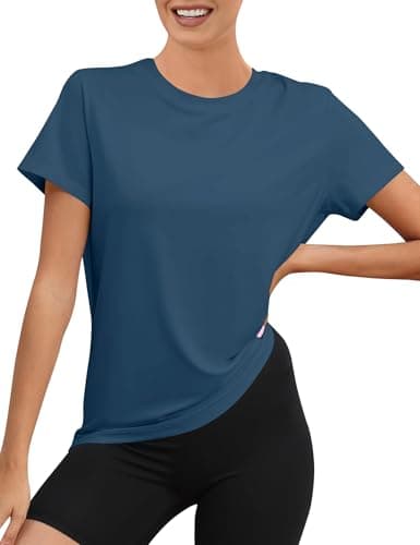 Image of Rapbin Women's Breathable Shirts Summer Outdoor UV Shirts Casual Ladies Sports T Shirt UPF 50+ Sun Protection Shirts(Deep Grey Blue,M)