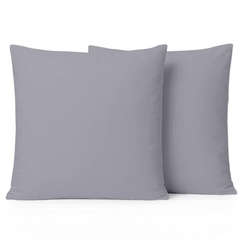 Image of Comfort Beddings 2 Pack Pillowcases – 65x65cm Continental Pillow Covers – Premium Cotton-Polyester Blend – Silver Square Pillow Cases with Envelope Closure – Hotel Quality