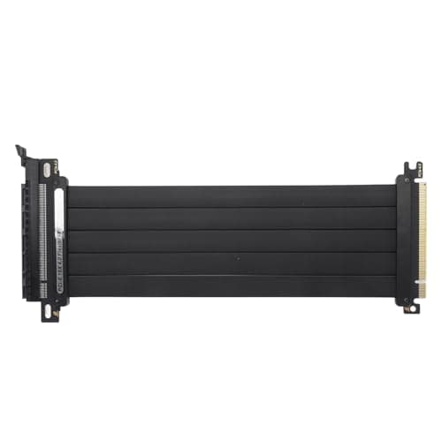 Image of Generic PCIe 4.0 X16 GPU Riser Cable, 300mm, Black, 180° Female Connector, EMI Shielded, Supports PCIe 4.0/3.0/2.0/1.0, Compatible with Most GPU and Motherboards