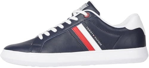 Image of Tommy Hilfiger Men’s Essential Leather Low Top Cupsole Trainers, Blue (Desert Sky), 10