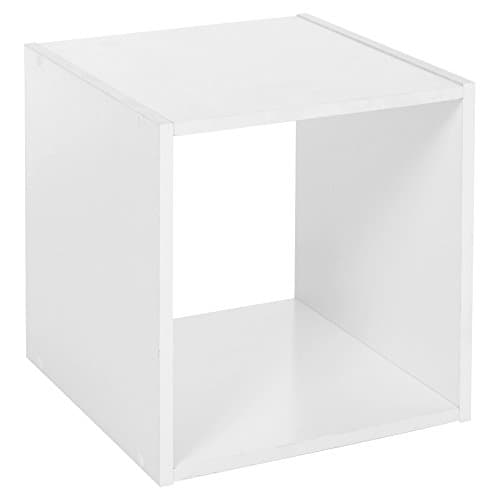 Image of URBNLIVING ® 1, 2, 3, 4 Tier Wooden Shelving Bookcase Storage Wood Shelf Unit (Cube, White)
