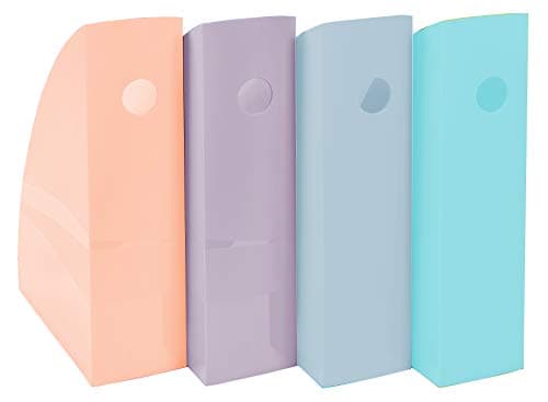 Image of Exacompta - Ref 18296SETD - Mag-Cube Magazine Files - 266 x 328 x 205mm in Size, Suitable for A4+ Documents, Finger Hole - Assorted Colours (Pack of 4)