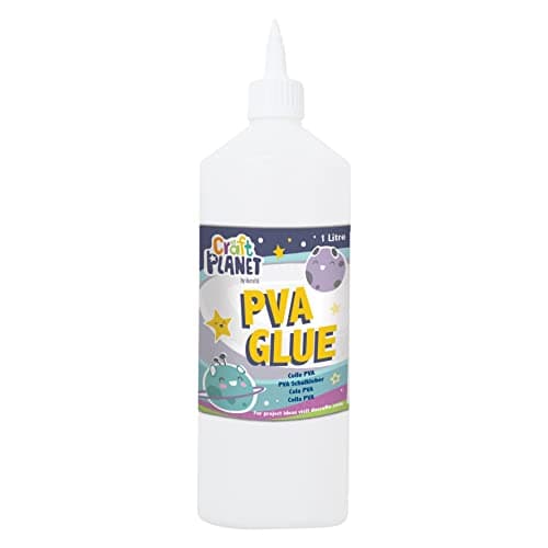 Image of Craft Planet - 1 Litre White Strong, Tacky PVA All Purpose Glue For Kids Art, Toddler Craft, School Supplies, Woodwork, Home Projects, DIY, Craft Box Refill, For Paper, Wood, Craft Materials And More