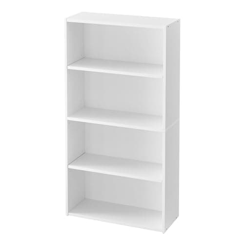 Image of VASAGLE Bookshelf, 4-Tier Bookcase, Storage Shelving Unit, Display Shelf with Open Compartments, Adjustable Storage Shelves, for Living Room, Home Office, Bedroom, Cloud White LBC164T14