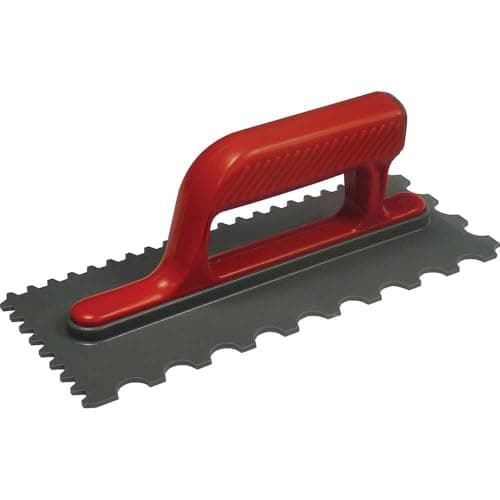 Image of Faithfull Notched Trowel V 4mm & Round 7mm Plastic Handle 11 x 4.1/2in