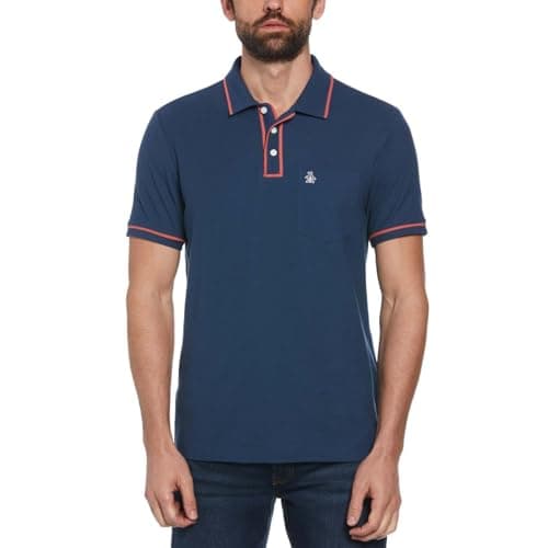 Image of Original Penguin Men's Earl Original Pique Polo Shirt in Blue