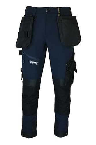 Image of Atomic Workwear Slim Fit Stretch Work Trousers with Knee Pad Compatibility, Reinforced Stress Points, Multiple Pockets, Moisture Protection, (Black, W30, L29)