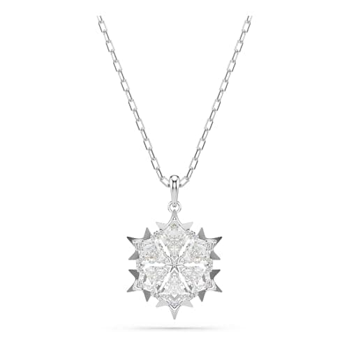 Image of Swarovski Women's Magic Pendant Necklace, Finely Cut Stones in White with a Beautiful Snowflake Pendant on a Rhodium Plated Chain