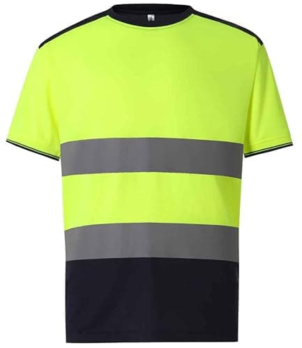 Image of Yoko Premium Hi-Vis Yellow/Navy T-Shirt – High Visibility Workwear, Soft Feel Breathable Polyester, Sizes Small to 6XL, Lightweight Safety Clothing Brook Hi Vis (Yellow/Navy, XLarge)