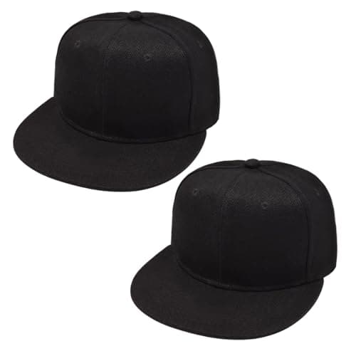Image of SAIIURV 2 Pcs Classic Snapback Hat Cap Hip Hop Style, Adjustable Snapback Cap, Flat Bill Visor Classic Snapback Hat, Comfortable Men's Cap, Breathable Summer Sun Visor Hat Outdoor Sport Hat(Black)