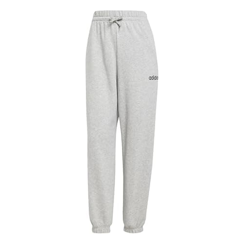 Image of adidas Women's Essentials Linear French Terry Cuffed Pants, Medium Grey Heather/Black, S