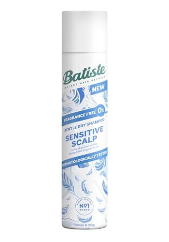 Image of Batiste Sensitive Scalp Fragance Free Dry Shampoo, Dermatologically Tested, Kind to Scalp, No Rinse Shampoo Hair Spray, Gentle Lightweight Formula for Refreshed Hair, 200ml