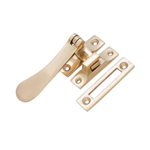 Image of Spoon Casement Window Furniture Handle Hook MORTICE Victorian Fastener 2 Finish (Polished Brass)