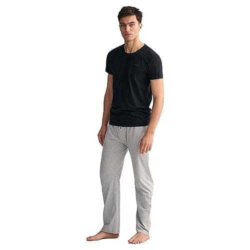 Image of GANT Men's C-Neck T-Shirt 2-Pack Underwear, Black/White, Standard, Black/White, One Size
