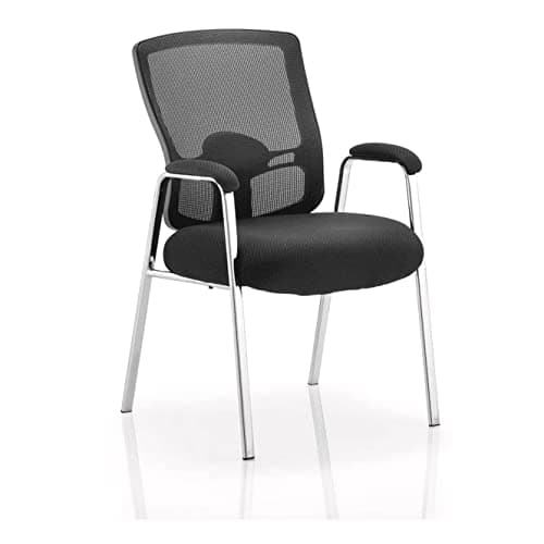 Image of Portland BR000115 Visitor Fabric Chair with Mesh Back and Arms - Black