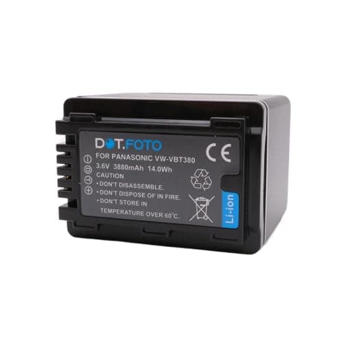 Image of Dot.Foto VW-VBT380 Premium 3.6v / 3880mAh Rechargeable Battery for Panasonic HC-V110, HC-V130, HC-V160, HC-V180, HC-V201, HC-V250,HC-V260,V720 V750 V770 V777 VX870 VX980 VX989