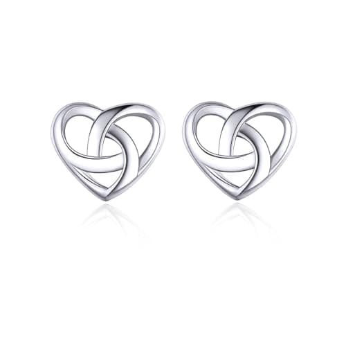 Image of ChicSilver Silver Earrings for Women 925 Sterling Silver Celtic Heart Knot Stud Earring Irish Gifts for Ladies Mom