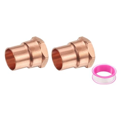 Image of PATIKIL 22mm ID x 3/4" G Female Adapter Fitting, 2Pcs with C x m Connection Copper Pipe Adapter Fittings Threaded Tubing Connectors for HVAC Residential Commercial
