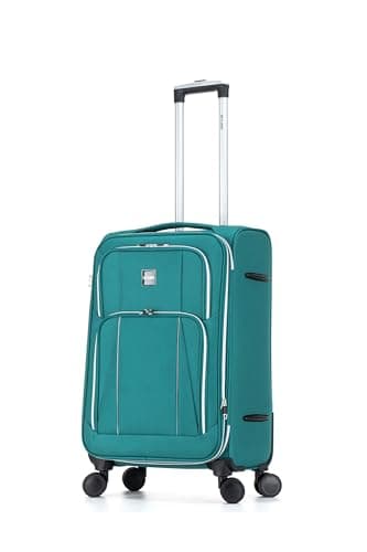 Image of Skylark Medium 24” Lightweight Softshell Expandable Suitcase, Integrated Combination Lock, 4 Wheels Check in Luggage for 15 to 20kg (Oil Green, 78 litres)