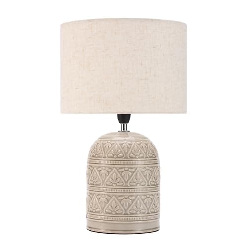 Image of Pauleen 48223 Tender Pearl Table luminaire max. 20 watts Handmade Beige Bedside lamp in Boho Look Made of Fabric, Ceramic E14