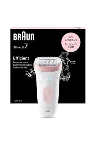 Image of Braun Silk-épil 7 Women's Epilator, Electric Epilator for Women with Wide Head for Easy Epilation, Wet & Dry, Long Smooth Skin, 7-000, White/Pink