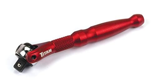 Image of Titan 11320 1/4-Inch Drive x 4-Inch 90-Tooth Swivel Head Micro Ratchet - Red