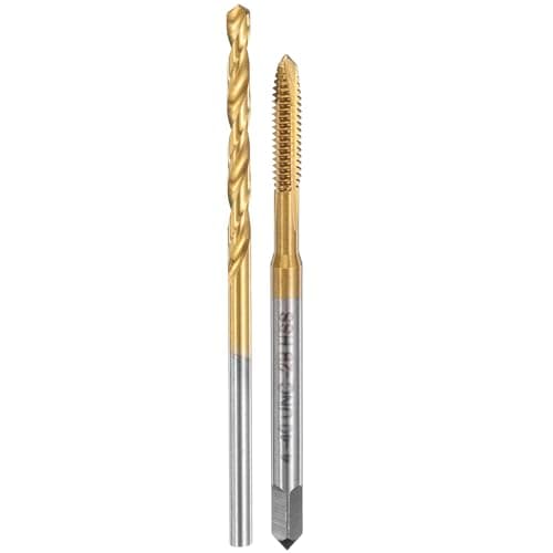 Image of sourcing map Tap and Drill Bit Set, 1pcs 4-40 UNC Spiral Point Thread Screw Tap & 1pcs 2.3mm Twist Drill Bit, Titanium Coated HSS-6542 Tapping Threading Tool Kit