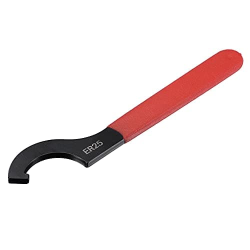 Image of sourcing map C Hook Spanner Wrench for Lathe Clamping ER25 Collet Chuck Nut with Red Non-Slip Handle