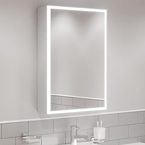 Image of Artis® 500 x 700mm Bathroom Mirror Cabinet LED Lights Wall Mounted Shaver Demister Illuminated Mirrors for Bathrooms, Mains Powered, Motion Sensor