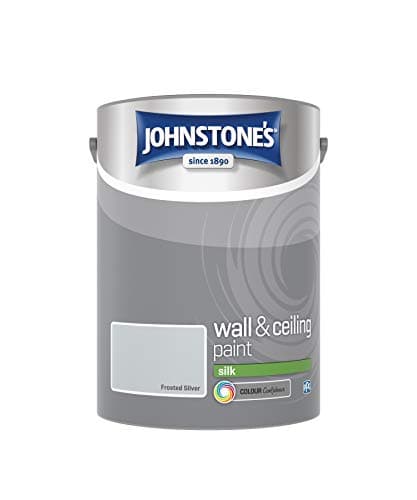 Image of Johnstone's - Wall & Ceiling Paint - Frosted Silver - Silk Finish - Emulsion Paint - Fantastic Coverage - Easy to Apply - Dry in 1-2 Hours - 12m2 Coverage per Litre - 5 Liters