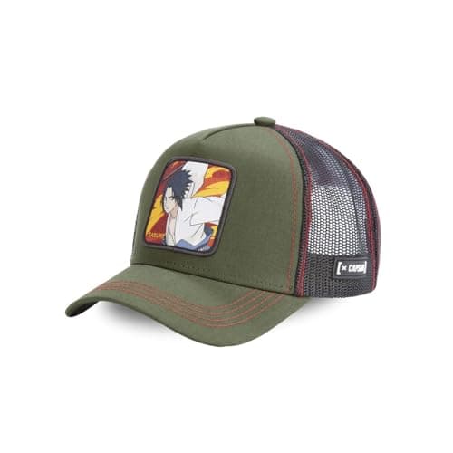 Image of Capslab Sasuke Naruto Shippuden Olive Black Trucker Cap