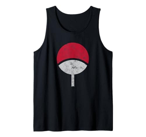 Image of Naruto Shippuden Sasuke Uchiha Symbol Distressed Tank Top