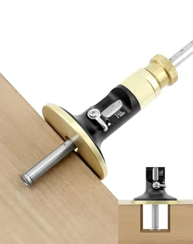 Image of QWORK® Precision Wheel Marking Gauge and Mortice Gauge, Woodworking Scribing and Depth Measuring Tool for Soft Wood - Micro Adjustable & Metric Reading