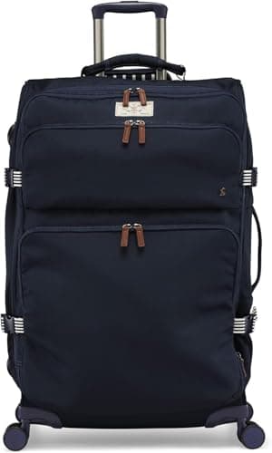 Image of Joules Coast Collection Trolley Travel Luggage Case, 4-Wheel Spinner, Softside Suitcase, French Navy, Large