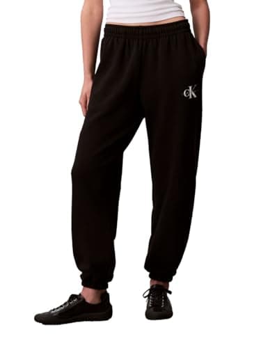 Image of Calvin Klein Womens Monogram Logo Joggers, Black, S