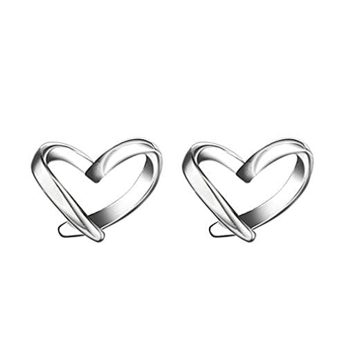 Image of YAXUN 925 Sterling Silver Love Heart Stud Earrings Fashion Jewellery For Women and Girls
