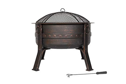 Image of La Hacienda 58528 Brava Large Deep Bowl Firepit, Bronze Effect