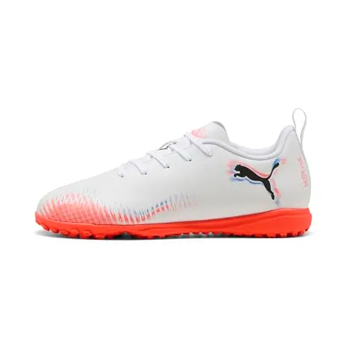 Image of PUMA Unisex Kids Future 8 Play Tt Jr Soccer Shoe, White Black Red, 4 UK