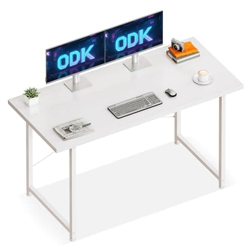 Image of ODK 120×48 cm Desk, Small Computer Desk for Home Office, Study Office Table for Small Space, Easy Assembly, White