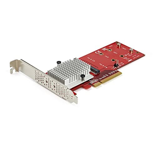 Image of StarTech.com Dual M.2 PCIe SSD Adapter Card - x8 / x16 Dual NVMe or AHCI M.2 SSD to PCI Express 3.0 - M.2 NGFF PCIe (M-Key) Compatible - Supports 2242, 2260, 2280 - JBOD - Mac & PC (PEX8M2E2)