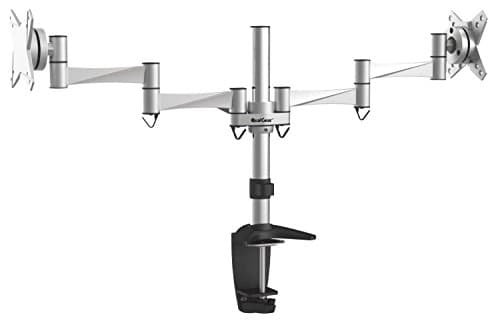 Image of QualGear 3 Way Articulating Dual Desk Mount for Flatpanel Monitor Upto 13-27-Inch - Silver
