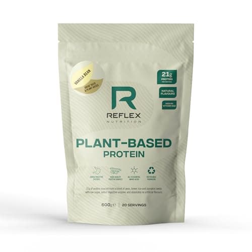 Image of Reflex Nutrition Plant Based Protein - 21g Vegan Protein Powder (Pea Protein, Brown Rice Protein & Pumpkin Seeds) - Digestive Enzymes & Vitamin B12 - Natural Flavours (Vanilla Bean, 20 Servings)