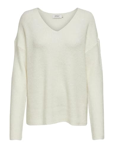 Image of ONLY Womens Onlcamilla V-Neck L/S Pullover KNT Noos Knitted Jumper, Birch, M UK