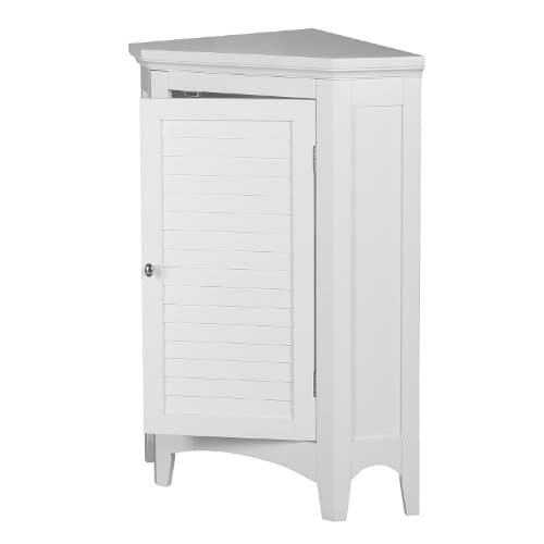 Image of VERSANORA Teamson Home Glancy Freestanding Corner Floor Cabinet with Faux Louvered Door, White