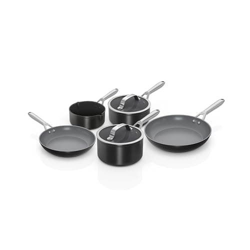 Image of Ninja ZEROSTICK Ceramic Pro 5-Piece Pan Set, Scratch Resistant, Made PTFE-Free, All Hob Compatible, Black CW35000UK