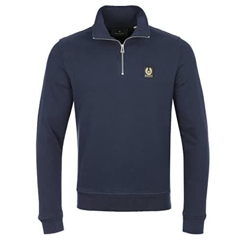 Image of Belstaff Quarter Zip Sweat Top in Dark Ink M